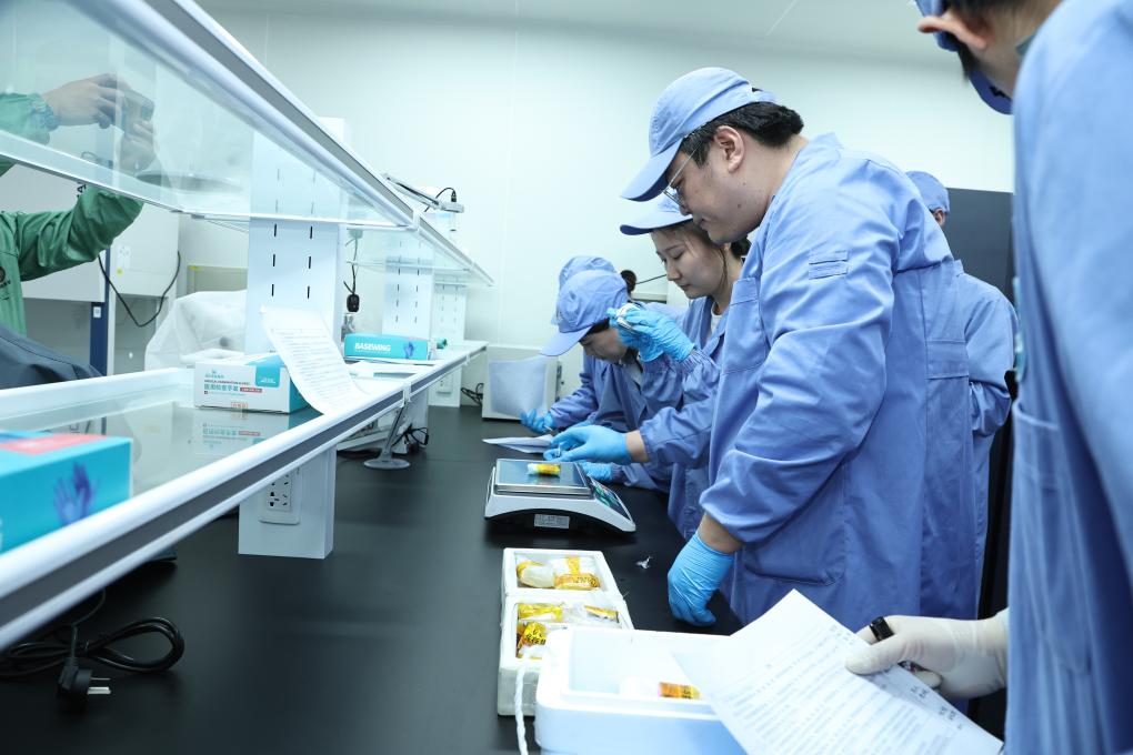 科研人员在查看生命类科学实验样品。(中国科学院空间应用工程与技术中心供图)