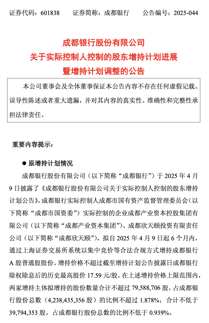 成都银行公告