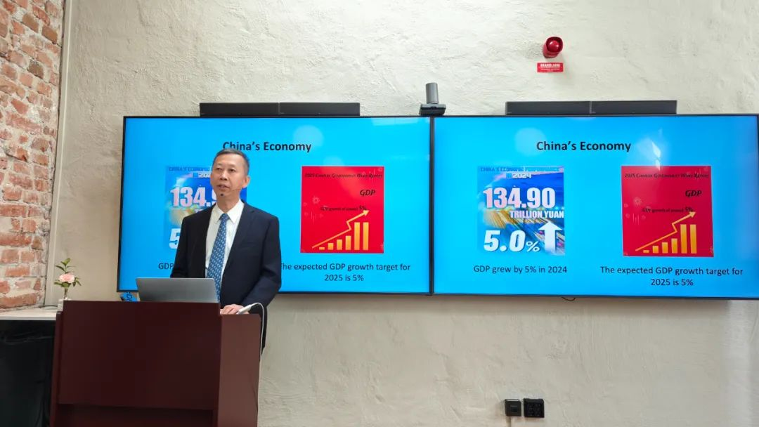 中国驻瑞典大使崔爱民出席瑞中贸易委员会午餐会。中国驻瑞典大使馆供图